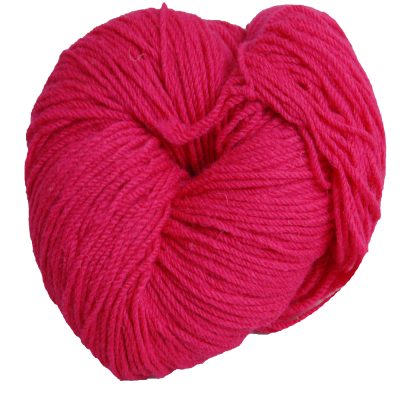 Irish made Aran hand knitting wool in Cerise colour. Dyed,carded and spun at Kerry Woollen Mills. 3 ply