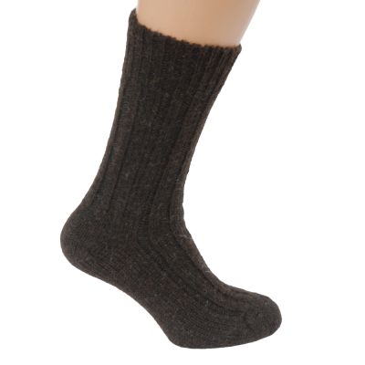 Thick Irish wool socks in natural dark brown colour. Undyed. Suitable for hiking and walking or as slippers