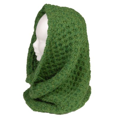 100% lambswool snood/ hoodie in Celtic green colour