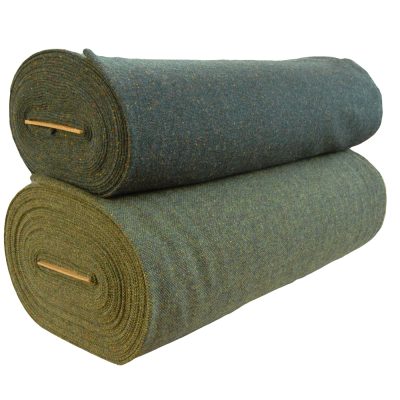 Heavy weight green fleck tweeds woven with green fleck warp. 413B is green fleck warp and weft, 413C has Green bushes weft.