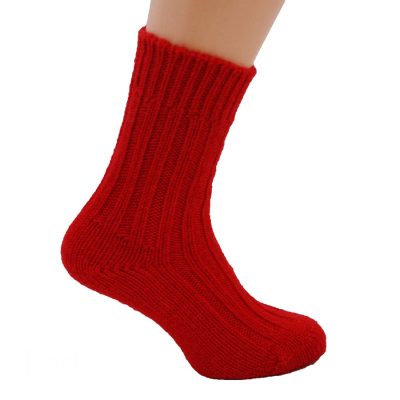 Thick wool sock Red in beautiful rich Christmas red colour. Mid length. Warm and comfortable for hiking and walking. 100% Pure new wool. Wool socks breath & prevent sweating keeping your feet cosy and healthy