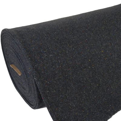 Traditional heavy weight tweed wool fabric in Donegal type cloth. Charcoal warp with tuft weft 642.